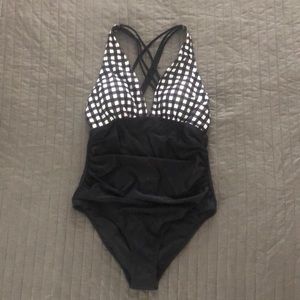 Black And White One Piece Swimsuit